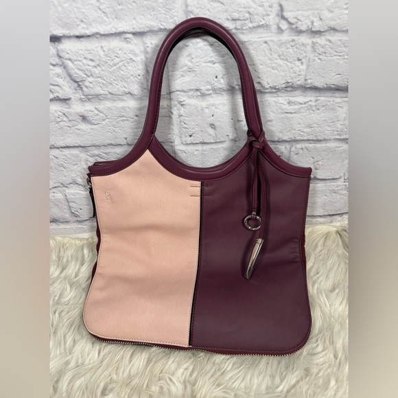 Calvin Klein Gabrianna Novelty Slim Side Zip Tote bag rose smoke eggplant color - Picture 3 of 7